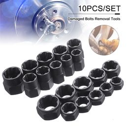 Tool Parts 10Pcs Set Damaged Bolts Nuts Screws Remover ctor Removal Set Threading Kit Black With 2 Styles Car Hub Screw 230727