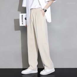 Men's Pants Men Suit Casual Pant Neutral Solid Wide Leg Business Trousers Straight Streetwear Comfortable Fabric Oversize 2023