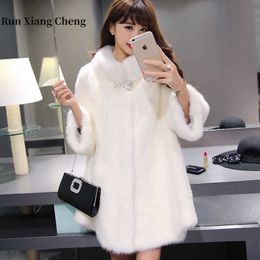 Women's Fur Faux Fur Mink Coat Women's Whole Mink 2023 New Faux Fur Women's Clothing Medium Length Fur Coat Haining Mink Fur Women Fur Coat Women HKD230727