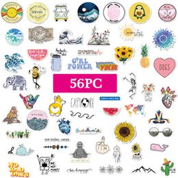 56pcs Lot Landscape Animal Cartoon Cute stickers Graffiti Punk Waterproof Decal Laptop Motorcycle Luggage Snowboard Car Sticker240i