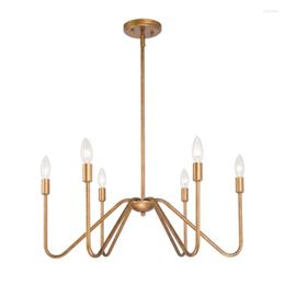 Chandeliers Custom American Vintage Gold Metal Iron Lights Dining Room Living Table Pendant Lamp Bedroom Home Deco Fixtures