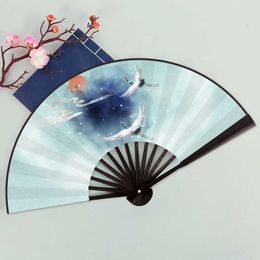 Chinese Style Products Chinese Retro Styorful Folding Fan Fabric Bamboo Outdoor Portable Hand Fan Dancing Props Home Decoration Ornaments