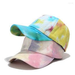 Ball Caps Colorful Tie Dye Cotton Women Baseball Casual Adjustable Snapback Hat Girls Femme Printing Hip Hop Gorras Para Hombre