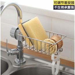 Kitchen Storage Faucet Rack Stainless Steel Sink Retractable Water Drainage Device Dishwasher Cloth Basket