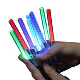 LED Flashlight Stick Keychain Party Favor Mini Torch Aluminum Keychains Key Ring Durable Glow Pen Magic Wand Stick Lightsaber LED Light LL