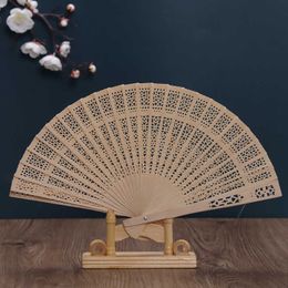 Chinese Style Products Chinese Style Hollow Folding Fan Sandalwood Fan Wood Folding Hand Fan Wedding Birthday Party Decorative Fans