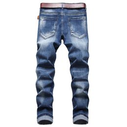 Women's Jeans Men's high-quality classic cardigan blue jeans slim patch elastic Denim pants scratch casual jeans a must-have for youth and fashion Z230728