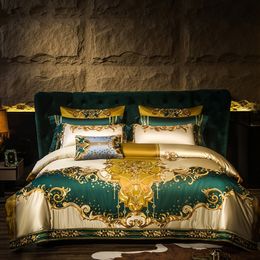 Bedding sets Luxury Embroidery Comforter Cover Bed Set 1400TC Cotton Duvet Silkly set Bedspread Flatsheet pillowcase 4 6 10 230727