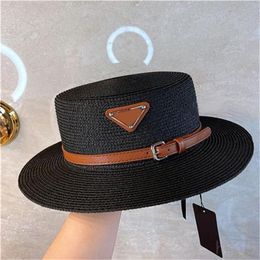 Designer hats for women luxury straw hat casual summer daily delicate portable white with thin belt classical pink black ladies beach caps fashion weave PJ066 C23