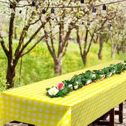 Table Cloth Country Style Plaid Table Cloth Disposable Plastic Tablecloth Rectangular Table Cover Wedding Birthday Party Outdoor Picnic Mat R230726