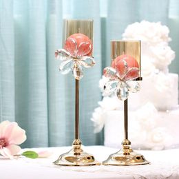 Candle Holders Europe Crystal Glass Wedding Table Centrepieces Candlestick Christmas Candelabra Home Decoration Accessories