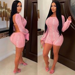 2023 Women's jumpsuits amp rompers New Sexy One-shoulder Hollow Hole Open Back Knitted Wrapped Hip Slim Bodysuit