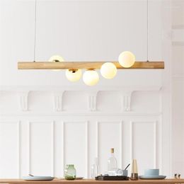 Pendant Lamps Nordic Modern Wooden Hanging Lamp LED Restaurant Simple Dining Room Lights Living Home Decor Light Fixtures