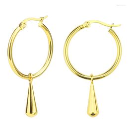 Hoop Earrings Fashion Women Pendientes Silver Colour Rose Gold Black Titanium Steel Round Big Circle Water Drop Huggie Brincos Jewellery