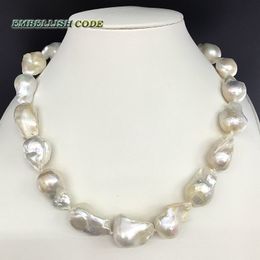 Charms Selling Well White Color Large Size Tissue Nucleated Flame Ball Shape Baroque Pearl Necklace Freshwater 100 Natural Pearls 230727