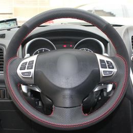 Black Leather Suede Car Steering Wheel Cover for Mitsubishi Lancer Outlander ASX3059