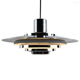 Pendant Lamps E27 Lamp Holder Indoor Kitchen Bar Counter Bedroom Aluminum Wire Silver Plated Flying Saucer Shaped Chandelier