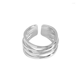 Cluster Rings 2023 Niche Texture Multi-layer Line Wrapped Geometric 925 Sterling Silver Ring Female