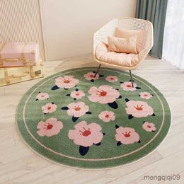 Carpets Kids Room Bedside Carpets Non-Slip Large Area Rugs for Living Room Flower Shape Round Rugs Floor Mats R230728