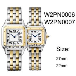 New W2PN0006 W2PN0007 Two Tone Yellow Gold 27mm 22mm White Dial Swiss Quartz Womens Watch Ladies Stainless Steel Watches 10 Pureti282j