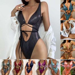 Womens Swimwear Bikini Onepiece Swimsuit Women Sexy Sleeveless Lace Up Swimsuits Designer Bikinis