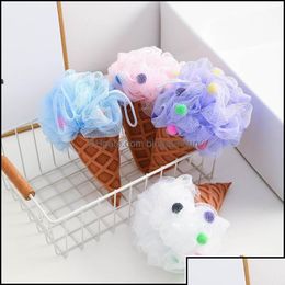 Bath Brushes Sponges Scrubbers Brushes Ice Cream Rainbow Cartoon Ball Creative Sponge Cone Bathball Flower Drop Delivery Home Gar Dhzag