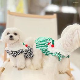 Dog Apparel Cherry Striped Pet Clothes Cool Dress Soft Autumn Overalls Jumpsuit For Medium Large Dogs Cat Clothing Outfit