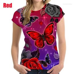 Men's T Shirts Clothes Women's Fashion O-Neck Short Sleeved Tops Casual 3D Butterfly Printed Loose Blouses Plus Size Cotton