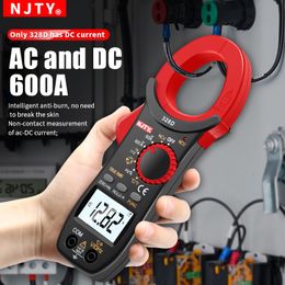 Clamp Metres NJTY Digital Clamp Metre 600A DC/AC Current Auto Range Multimeter 6000 Counts Voltmeter Ammeter Pliers NCV Ohm Electrician Tools 230728