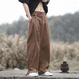 Men's Pants Thin Cotton Linen Casual High Waist Trousers Summer Men Trendy Oversize Belt Design Loose Wide-leg Neutral