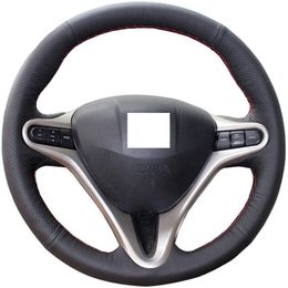 DIY Steering Wheel Cover for 3 Spokes 8th Honda Civic DIY Sew Interior Accessories 13 5-14 5 inches Stitch On Wrap Black Genuine L309m