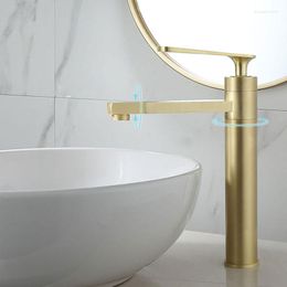 Bathroom Sink Faucets Faucet Brushed Gold Brass Basin Cold Water Mixer Deck Mounted Tap Single Handle Vanity Tapware