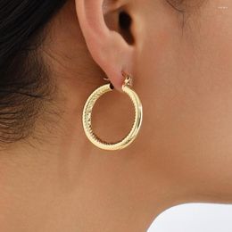 Hoop Earrings 2023 Trendy Punk Hollow Round For Women Vintage Gold Colour Metal Jewellery Statement Earring Brincos