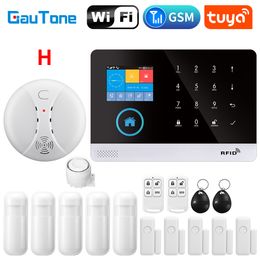 Alarm systems Gautone WIFI GSM Wireless Smart Burglar Security System DIY Kit with door sensor and PIR motion work Alexa 230727