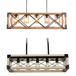 Ceiling Lights American Style Retro Nostalgic Solid Wood Chandelier Industrial Restaurant Bar Long Single Head Coffee Shop Homestay Light