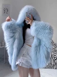 Women's Fur Faux Fur Autumn Winter Faux Fur Coat with Wood Fashion Luxury Knitted Fur Coat Women Double Long Sleeve Wool Liner New Fluffy Jackets HKD230727