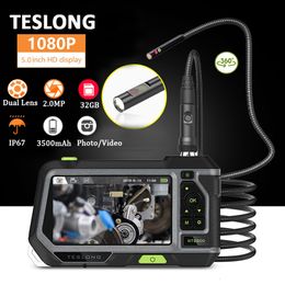 Plumb Fittings TESLONG NTS500 5.0" LCD Screen 5.5mm Dual Lens Endoscope Camera HD 1080P Digital Videoscope Pipe Car Inspection Borescope 32GB 230728