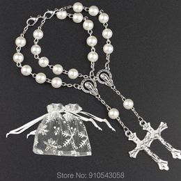 Party Favour Simplewoo First Communion Gifts Baptism Rosary Favours Recuerdos De Bautizo Quinceanera WHITE SILV Pack Of 12pcs237j