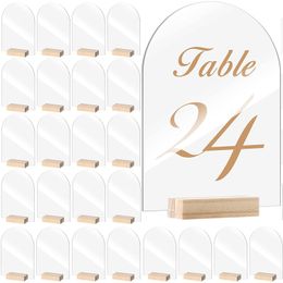 Other Event Party Supplies 10/20/30/50PCS Arch Acrylic Sign Set Blank Clear Arch Sheet with Wood Place Card Holder Stand Table Decor for Wedding Party 230728