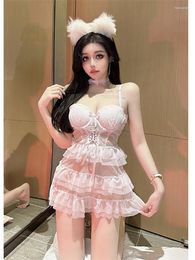 Casual Dresses Women's 2023 Summer Sweet Style Sexy Spicy Girl Slim Waist Retraction Cake Princess Lace Up Transparent Sling Mini Dress NG7Q