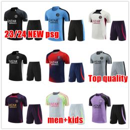 23 24 PSGs tracksuit 2023 Adult kids training suit Short sleeved suit Paris Sportswear Football soccer Jerseys uniform chandal sweatshirt Sweater set