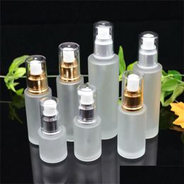 Packing Bottles Frosted Glass Cosmetic Bottle Makeup Lotion Pump Container Refillable Per Spray 20Ml 30Ml 40Ml 50Ml 60Ml 80Ml 100Ml Dr Dhbja