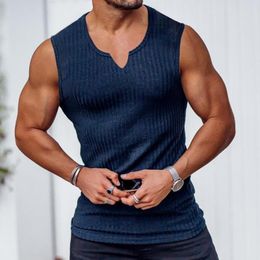 Men's Tank Tops 2023 Summer Men V-neck Vest Gym Top Fitness Sleeveless Shirt Exercise Sports Undershirt Gyms Train