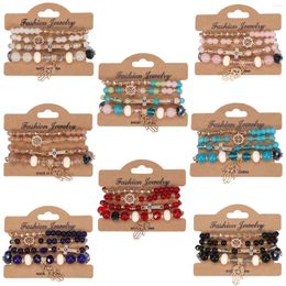 Strand DIEZI Bohemian Glass Crystal Beads Bracelet For Women Girls Multilayer Palm Eye Cross Charm Elastic Rope 2023 Jewellery