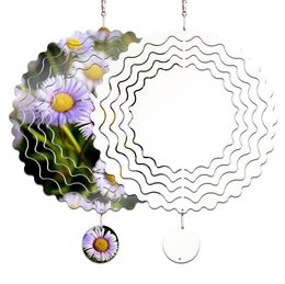 wholesale Sublimation Blanks Wind Spinner Flower Shape Metal Chime Scpture Hanging Ornament For Yard Garden Decoration Gifts SN4427