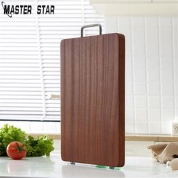 Master Star Black Walnut Wooden Chopping Board Kitchen Thick Blocks Nature Whole Wood Cutting Board With Handle T200111250N