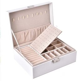 Jewelry Stand PU Leather Jewelry Storage Box Portable Double-Layer Packaging Box European-Style Multi-Function Winter Gift 230728