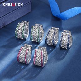 Ear Cuff KNRIQUEN Vintage Ruby Sapphire Emerald Lab Diamond Clip Earrings for Women Cocktail Party Fine Jewelry Female Gift Accessories 230728