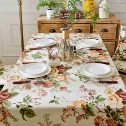 Table Cloth Home Decoration Table Cloth Floral Print Desk Cover Mat Rectangular Tablecloth Flower Wedding Decoration R230726