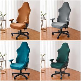 Chair Covers Velvet Office Chair Cover Gaming Chair Slipcover Solid Colour Stretch Elastic Chairs Protective Case for Living Room Silla Gamer 230727